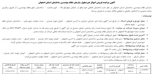 آگهی مزایده فروش اموال غیرمنقول سازمان