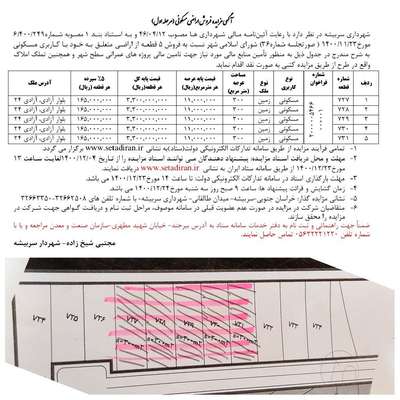 آگهی مزایده فروش اراضی مسکونی ( مرحله اول )