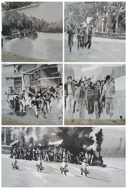 نصب المان و تصاویر شهدا در خیابان ۵ آذر به مناسبت روز ملی گرگان