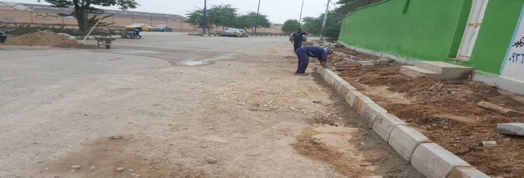 جدول گذاری و کفپوش گذاری پیاده رو بلوار حجاب